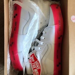 Vans Sk8 Hi sneakers, white with translucent pink gum sole